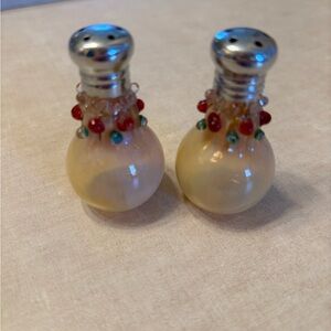 Decorative Salt and Pepper Shakers with Beaded Accents